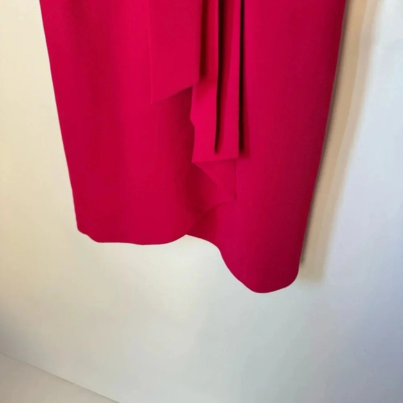 Tahari Ponte Knit Faux Wrap Knot Tie Front Sheath Dress Raspberry Pink Size 4 - Picture 4 of 8